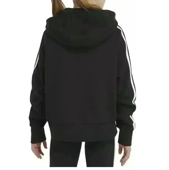 NWT Girls Adidas Zip Up Sweatshirt Hooded Fleece Black Size Medium 10/12 - Picture 4 of 8